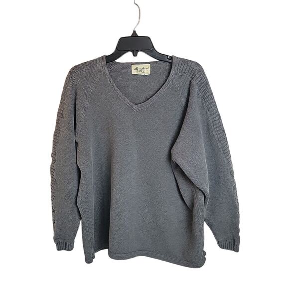 Eddie Bauer Gray V-Neck Knit Long Sleeve Pullover Sweater Men's Size Large - Picture 1 of 7